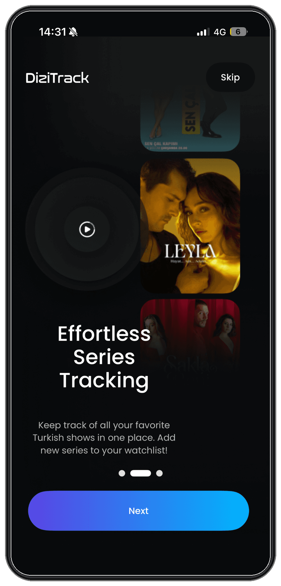 DiziTrack mobil uygulama ekranı 2
