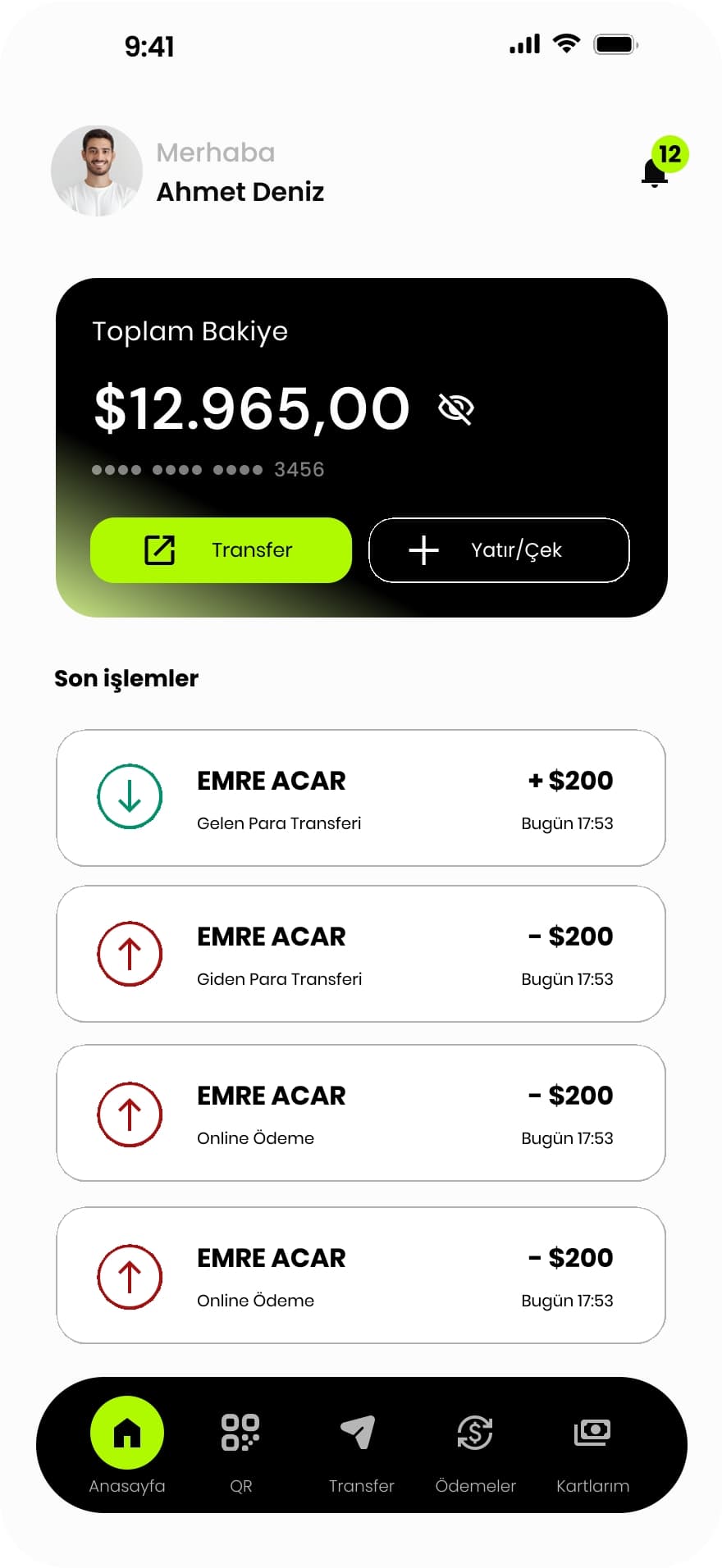 NirPay mobil ekran tasarımı